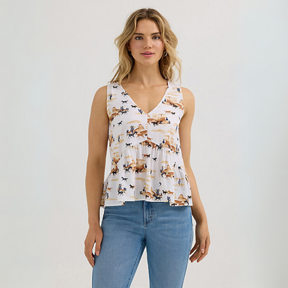 Wrangler Women - V-Neck Peplum Tank (White) 112364382