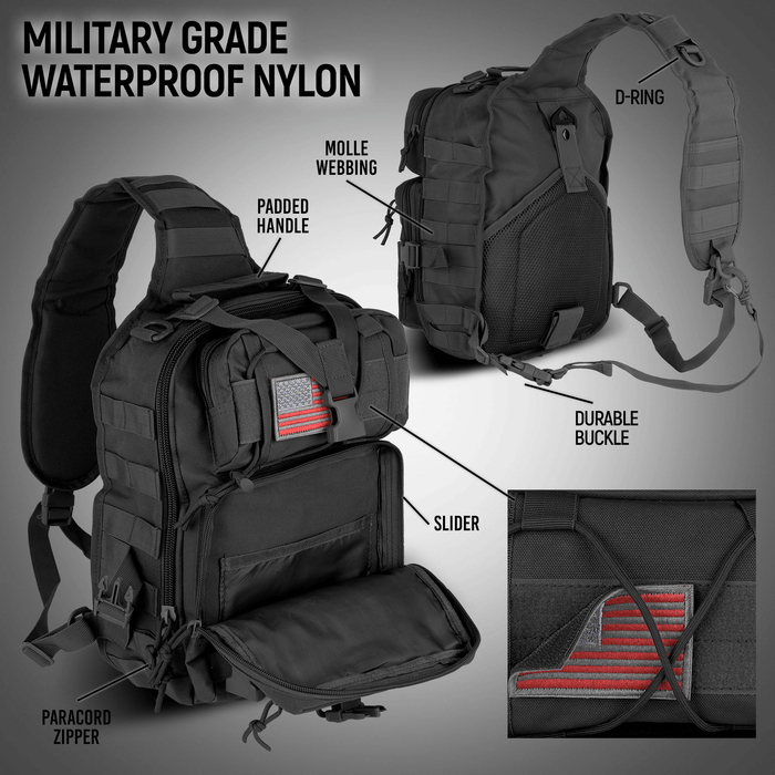 XGear 14L Range Sling Bag Backpack with Adjustable Strap: Black