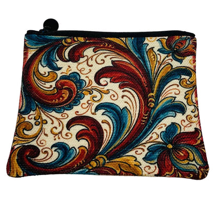 Zippered Pouch Coin Purse -  Rosemaling