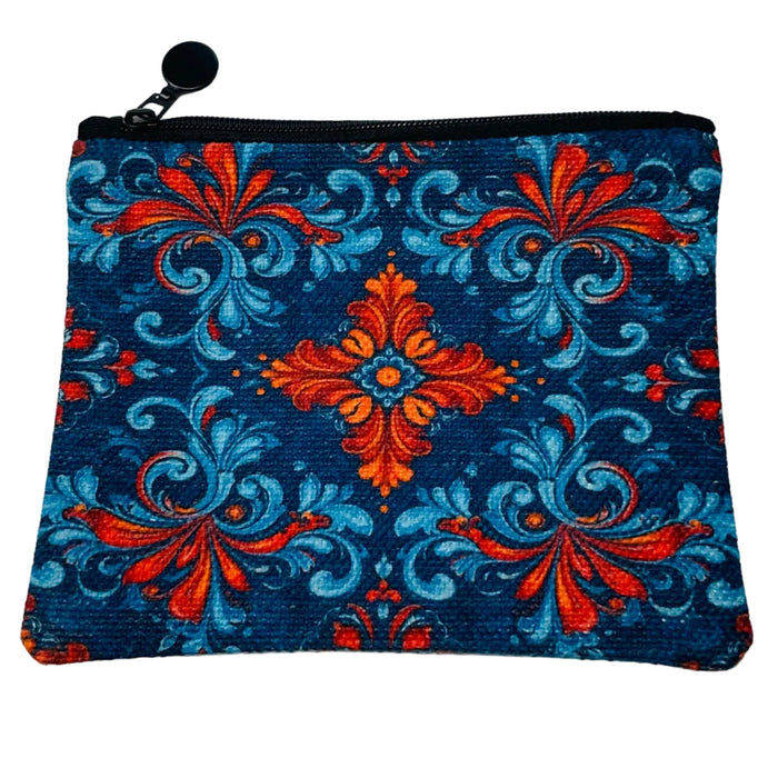 Zippered Pouch Coin Purse -  Rosemaling