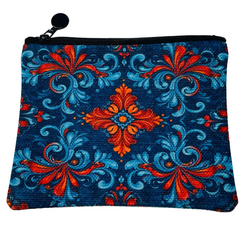Zippered Pouch Coin Purse -  Rosemaling