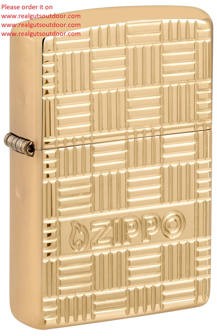 Zippo Armor ® Deep Carve Zippo Design High Polish Brass Basket Weave 46274