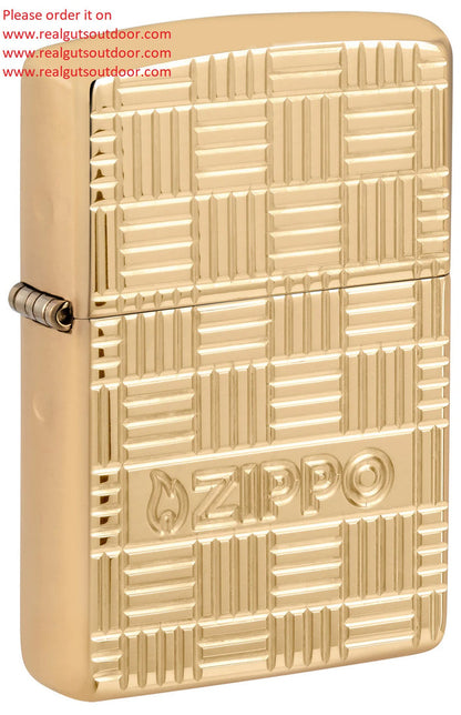 Zippo Armor ® Deep Carve Zippo Design High Polish Brass Basket Weave 46274